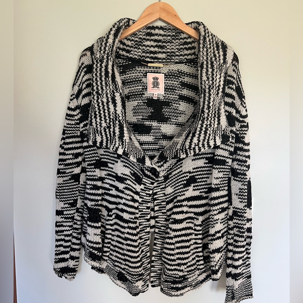 Juicy Couture Black and Gray Striped Cardigan